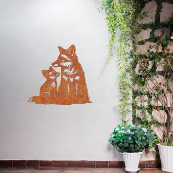 Fox And Cub Metal Wall Art For Garden And Home Decor Gift, 8 of 10