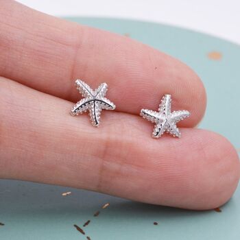 Oxidise Sterling Silver Star Fish Stud Earrings, 2 of 12
