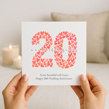 Personalised Watercolour Heart Anniversary Card, 3 of 9