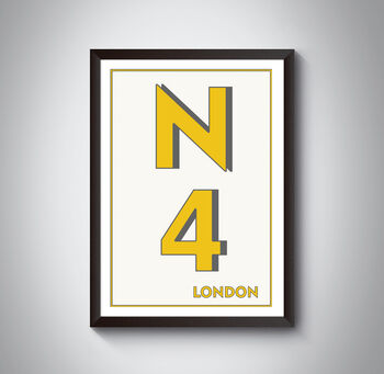N4 Finsbury Park, Harringay London Postcode Print, 4 of 12