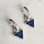 'Triangle' Lapis Lazuli Sterling Silver Hoop Earrings, thumbnail 2 of 5