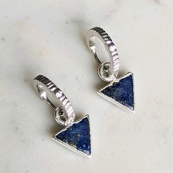 The Triangle Lapis Lazuli Earrings, Silver, 2 of 5