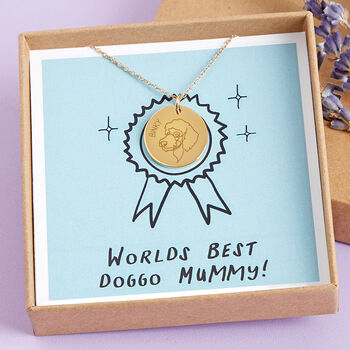 Worlds Best Dog Mum Personalised Dog Breed Gold Plated Necklace, 2 of 12