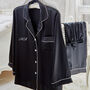 Personalised Black Satin Long Sleeve Pyjama Set, thumbnail 1 of 8