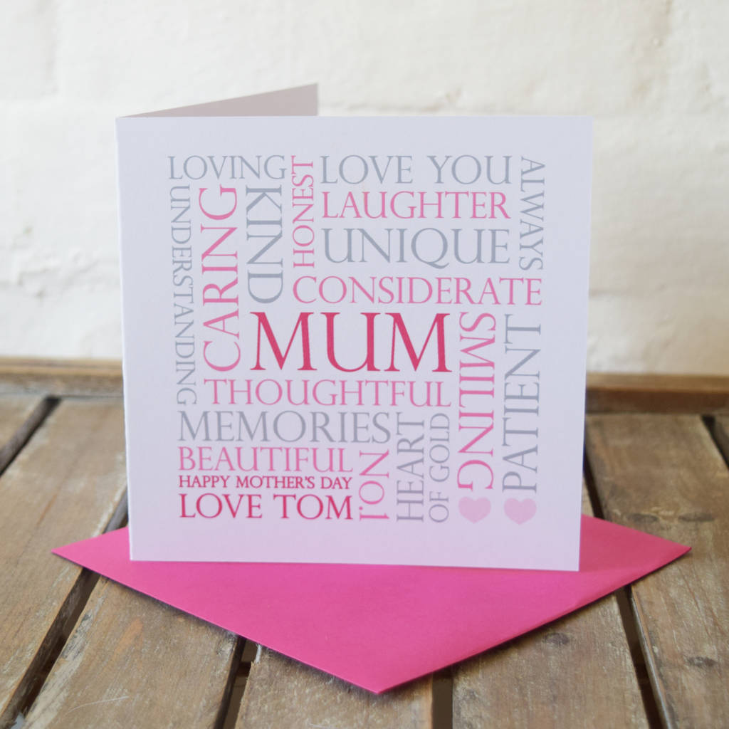 Mother's Day Word Art Card By Jodie Gaul | notonthehighstreet.com