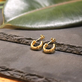 Bold Earrings For Women C Shaped 18ct Gold, 4 of 5
