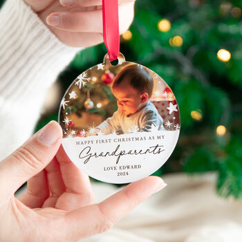 Grandparent's First Christmas Bauble Personalised With Baby's Photo, 5 of 5