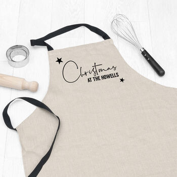 Personalised Family Christmas Linen Apron, 3 of 5