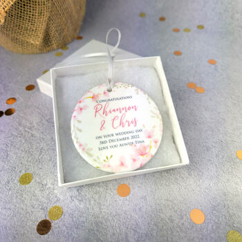 Newly Wedding Couple Christmas Ceramic Gift Decoration, 2 of 3