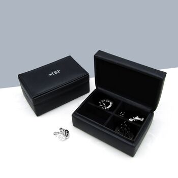 Personalised Leather Embossed Special Date Cufflink Box, 2 of 5