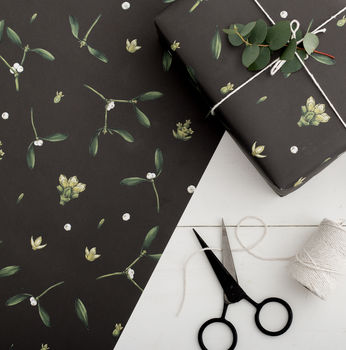 Luxury Botanical Christmas Wrapping Paper, Mistletoe, 3 of 4