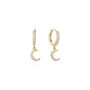 Tori Crystal Moon Huggie Earrings, thumbnail 1 of 2