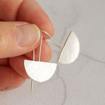Minimalist Recycled Silver Handmade Drop Earrings, 7 of 12
