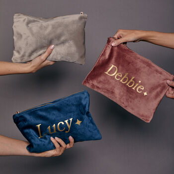 Personalised Name Velvet Accessory Bag, 2 of 9