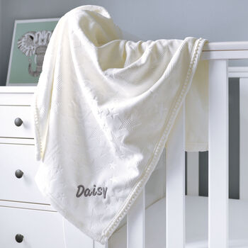Personalised Embossed Star Ivory Baby Blanket, 2 of 7