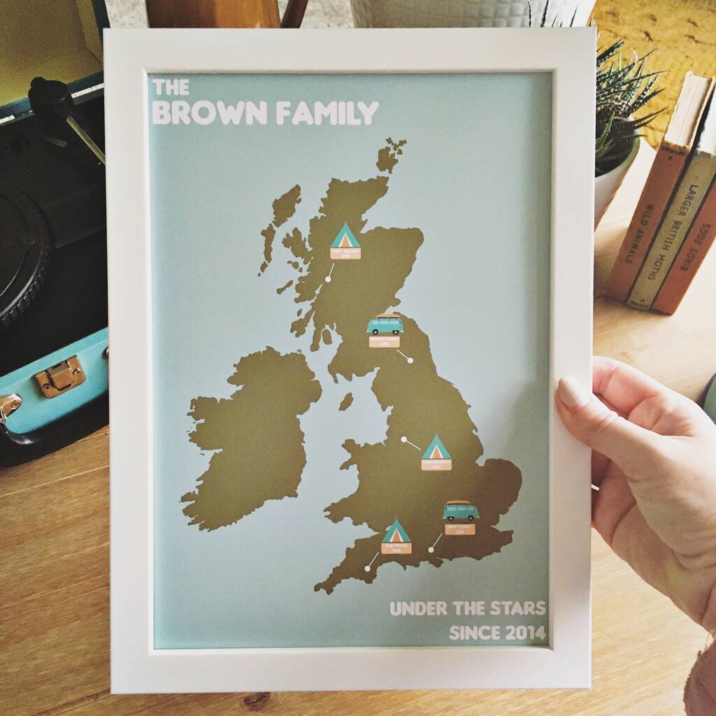 Personalised Camping UK Adventures Map, 1 of 4