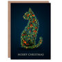 Colourful Decorated Cat Silhouette Tree Christmas Card, thumbnail 1 of 6