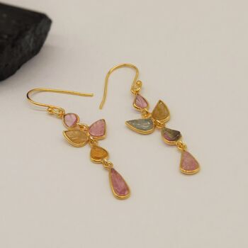 Pink Tourmaline Dangle Drop Earrings, 2 of 4