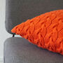 Hand Knit Lattice Cable Cushion In Tangerine, thumbnail 2 of 4