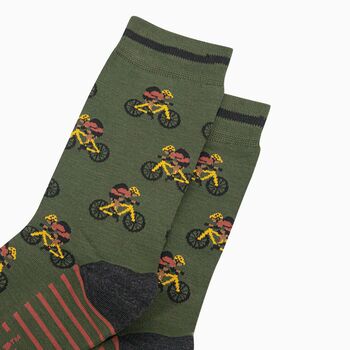 Men's Bamboo Socks Khaki Mountain Bikers, 3 of 4