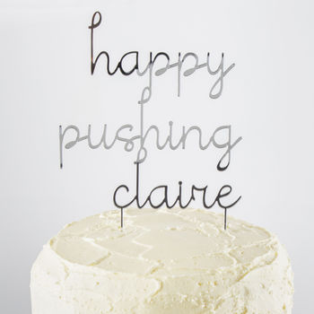 Personalised Happy Pushing Cake Topper, 2 of 4