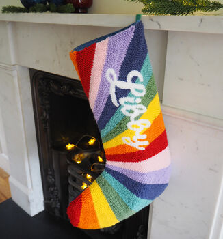 Custom Rainbow Stripe Christmas Stocking, 3 of 4