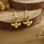 Sterling Silver Dangling Bee Hoop Earrings, thumbnail 5 of 11