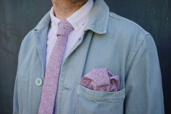 Mens Lilac Patterned Slim Style Tie, 7 of 9