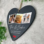 Personalised Couples Photo Slate Heart Hanging Decoration 15 X 16cm, thumbnail 4 of 7