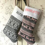 Personalised Pink/Grey Nordic Knitted Christmas Stocking, thumbnail 1 of 8