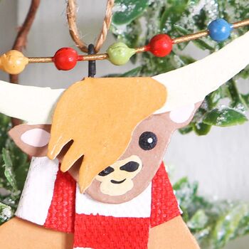 Highland Cow Coo With Scarf Christmas Tree Decoration, 2 of 3