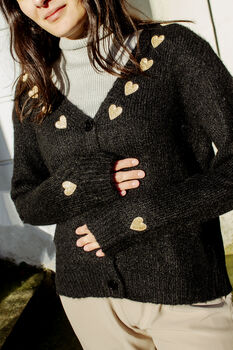 Black Heart Embroidered Cardigan, 3 of 8