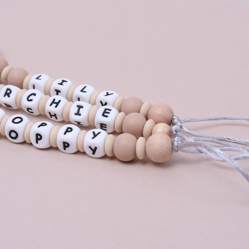 Personalised Neutral Blend Dummy Clip By Pops and Dudes