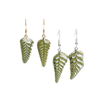 Fern Leaf Sterling Silver Or Gold Plated Earrings, 2 of 8