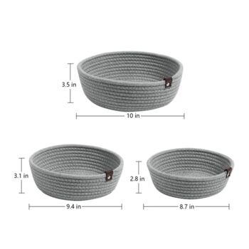 Pack Of Three Grey Small Woven Storage Basket, 2 of 4