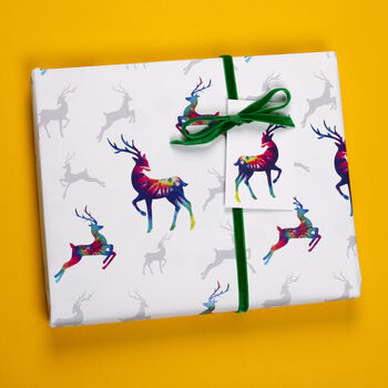 Luxury Reindeer Christmas Wrapping Paper Gift Tag Set, 3 of 8