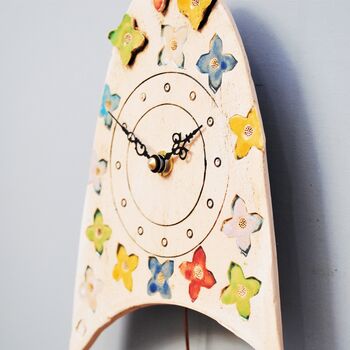 Bright Flowers And Brown Bird Wall Clock, 4 of 7