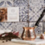 Handmade Dark Copper Turkish Coffee Pot Wooden Handle, thumbnail 3 of 3