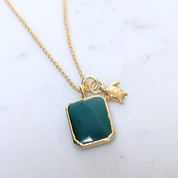 The Duo Green Onyx Necklace, Gold Plated, 3 of 11