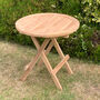 50cm Round Teak Wood Folding Garden Table, thumbnail 1 of 2