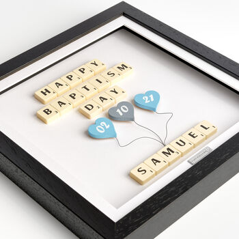 Baby Boy Happy Baptism Day Personalised Gift Frame, 2 of 8