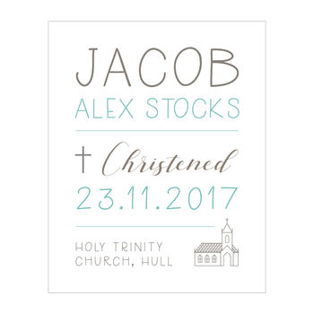 Church Personalised Christening Gift Print, 2 of 5