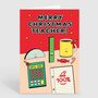 Cute Teacher Stationery Merry Christmas Card Pack, thumbnail 1 of 2