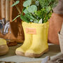 Personalised Yellow Welly Boots Planter, thumbnail 1 of 6