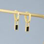 Sterling Silver Black Baguette Cut Cz Huggie Hoop Earrings, thumbnail 4 of 12