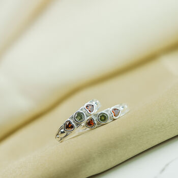 925 Silver Colourful Heart Stone Bohemian Toe Ring, 6 of 8