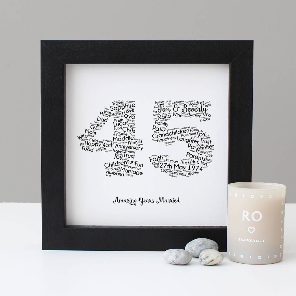 Personalised 45th Wedding Anniversary Gift By Hope and Love