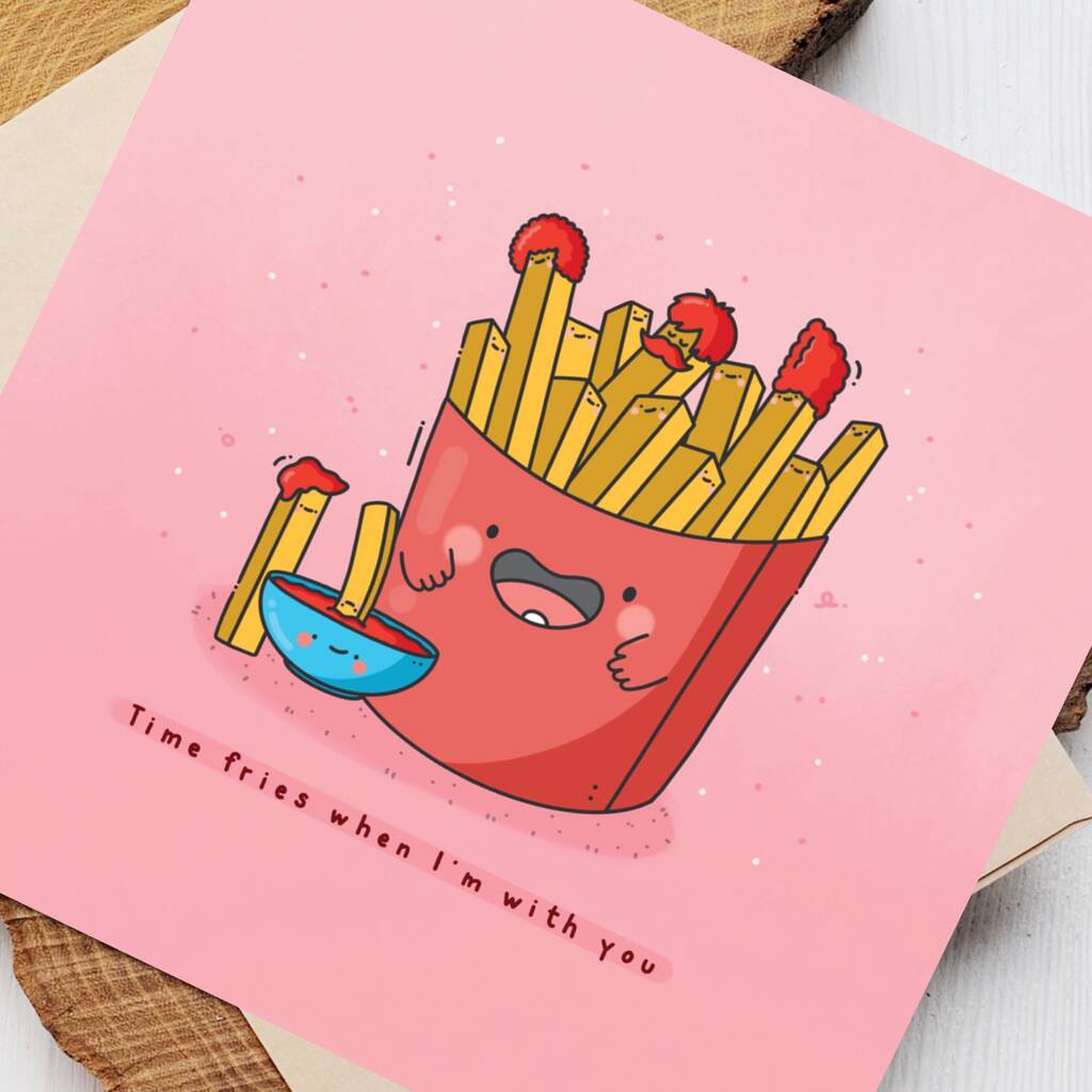 Cute French Fries Greetings Card By Toastedink