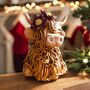 Handmade Winter Flower Highland Cow Large Sculpture Ornament, thumbnail 4 of 4