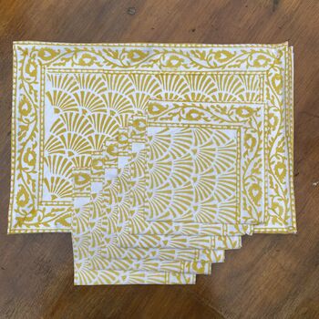 Set Of Six Block Print Placemats And Napkins, 6 of 7